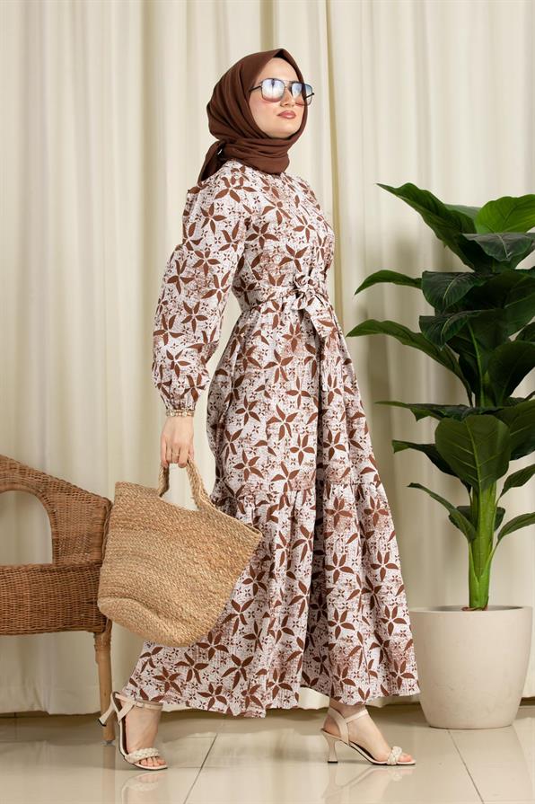 Star Desing Dress-Brown