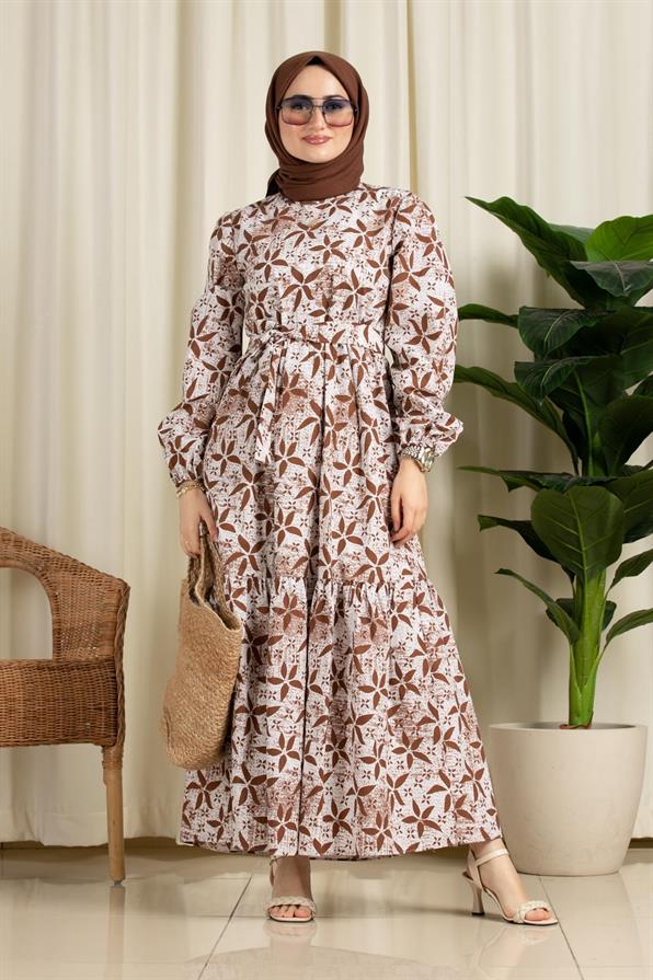 Star Desing Dress-Brown