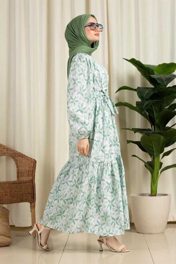 Star Desing Dress-Green