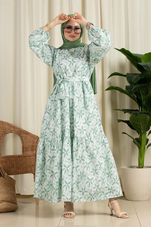 Star Desing Dress-Green