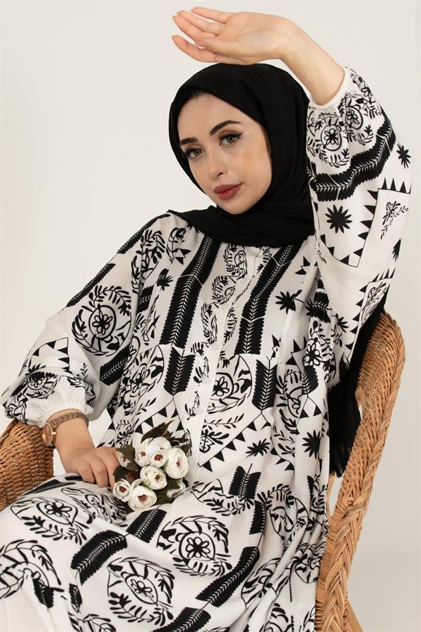 فستان فيسكوز زارا -اللون الأبيض
