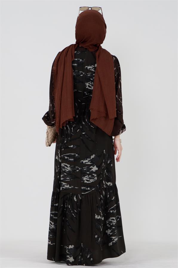 فستان فيسكوز بحزام زيردا - خردلي