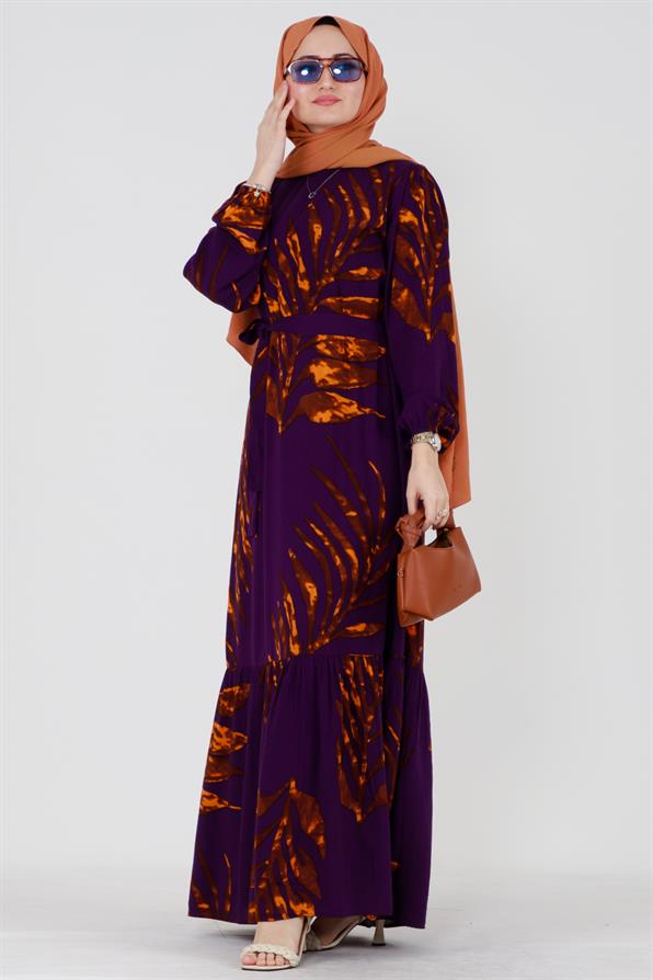 فستان فيسكوز بحزام زيردا - بنفسجي