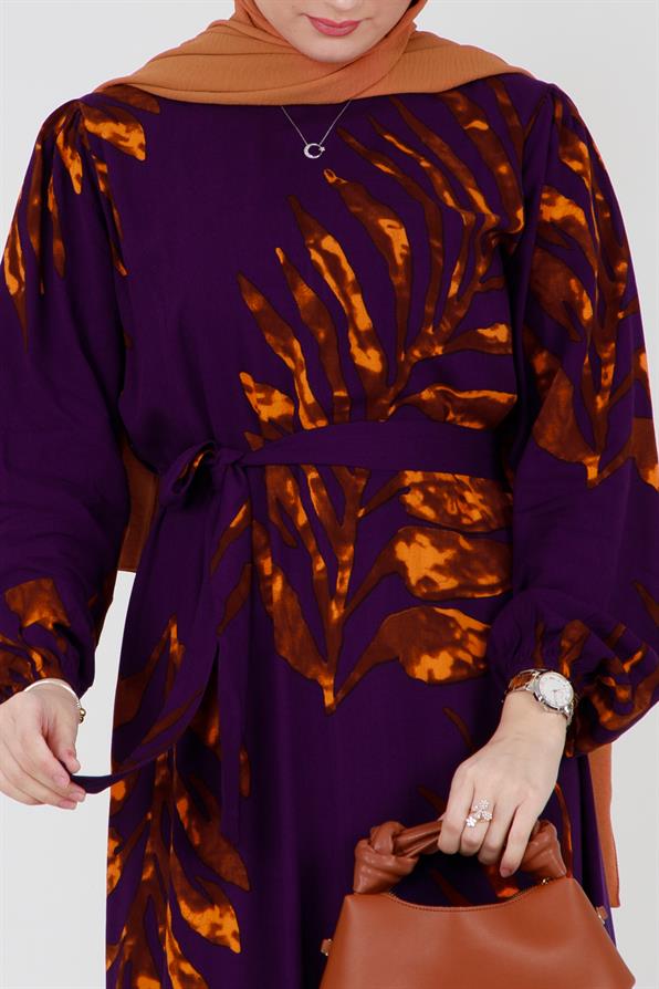 فستان فيسكوز بحزام زيردا - بنفسجي