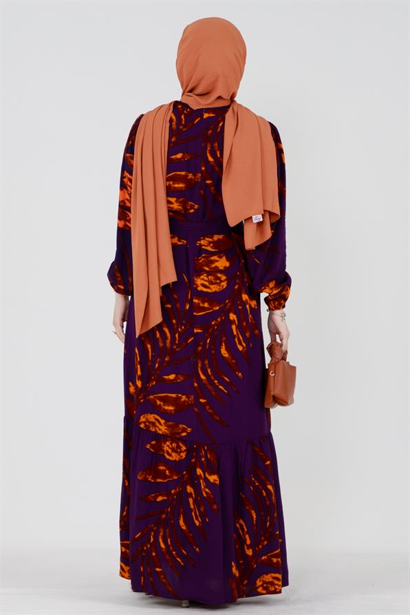 فستان فيسكوز بحزام زيردا - بنفسجي