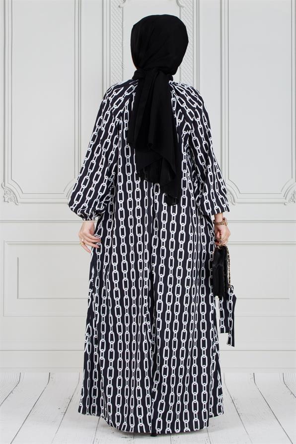 فستان محجبات بحزام- اللون أسود