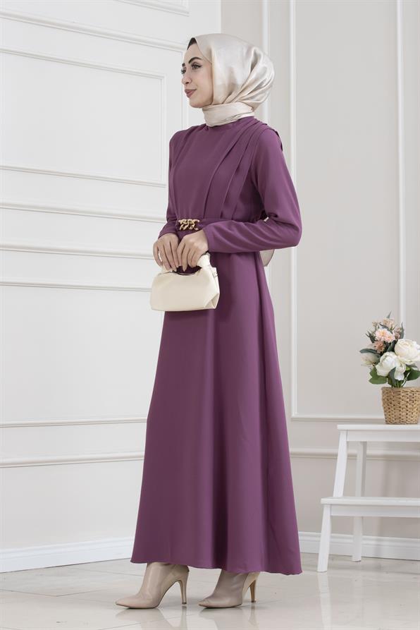 فستان بتفاصيل سلسلة - اللون الأرجواني