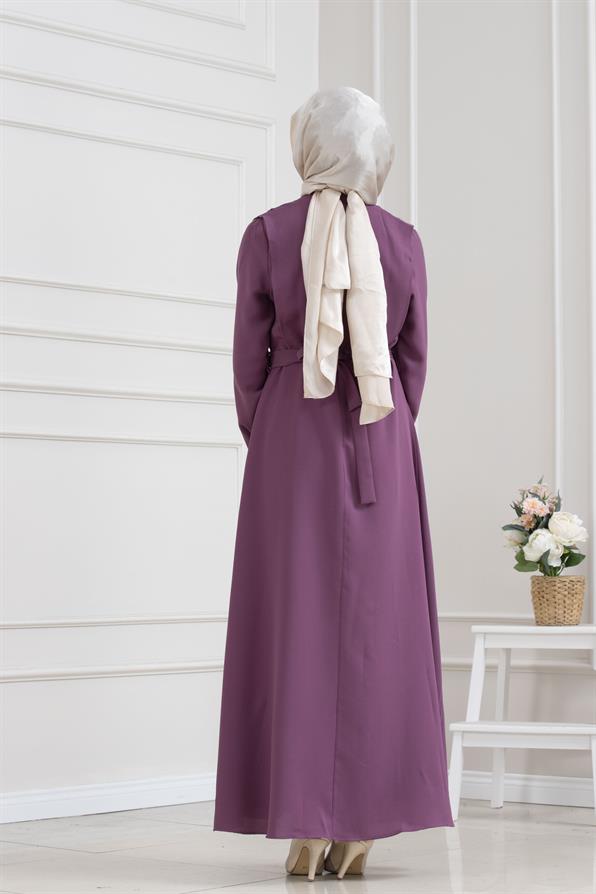 فستان بتفاصيل سلسلة - اللون الأرجواني