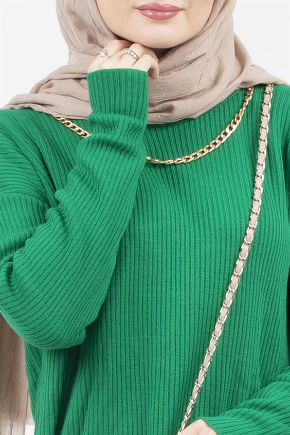 طقم تريكو قطعتين مع السلسل-اللون الأخضر
