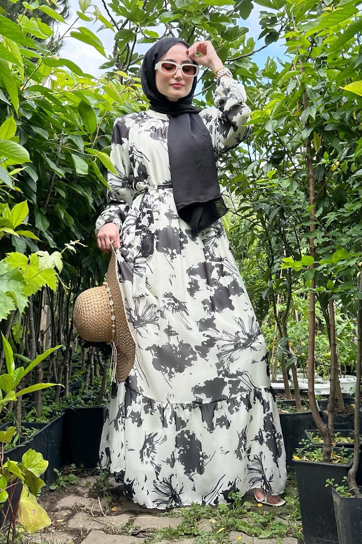 eda şifon elbise-Siyah