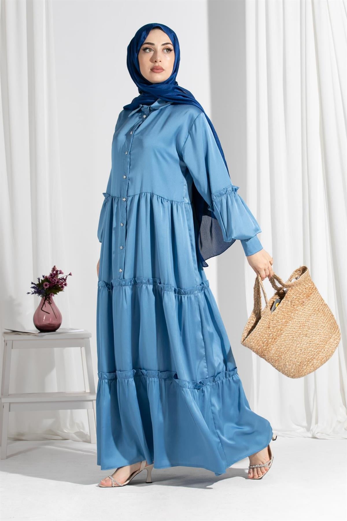 İzabella Saten Ebise-Mavi