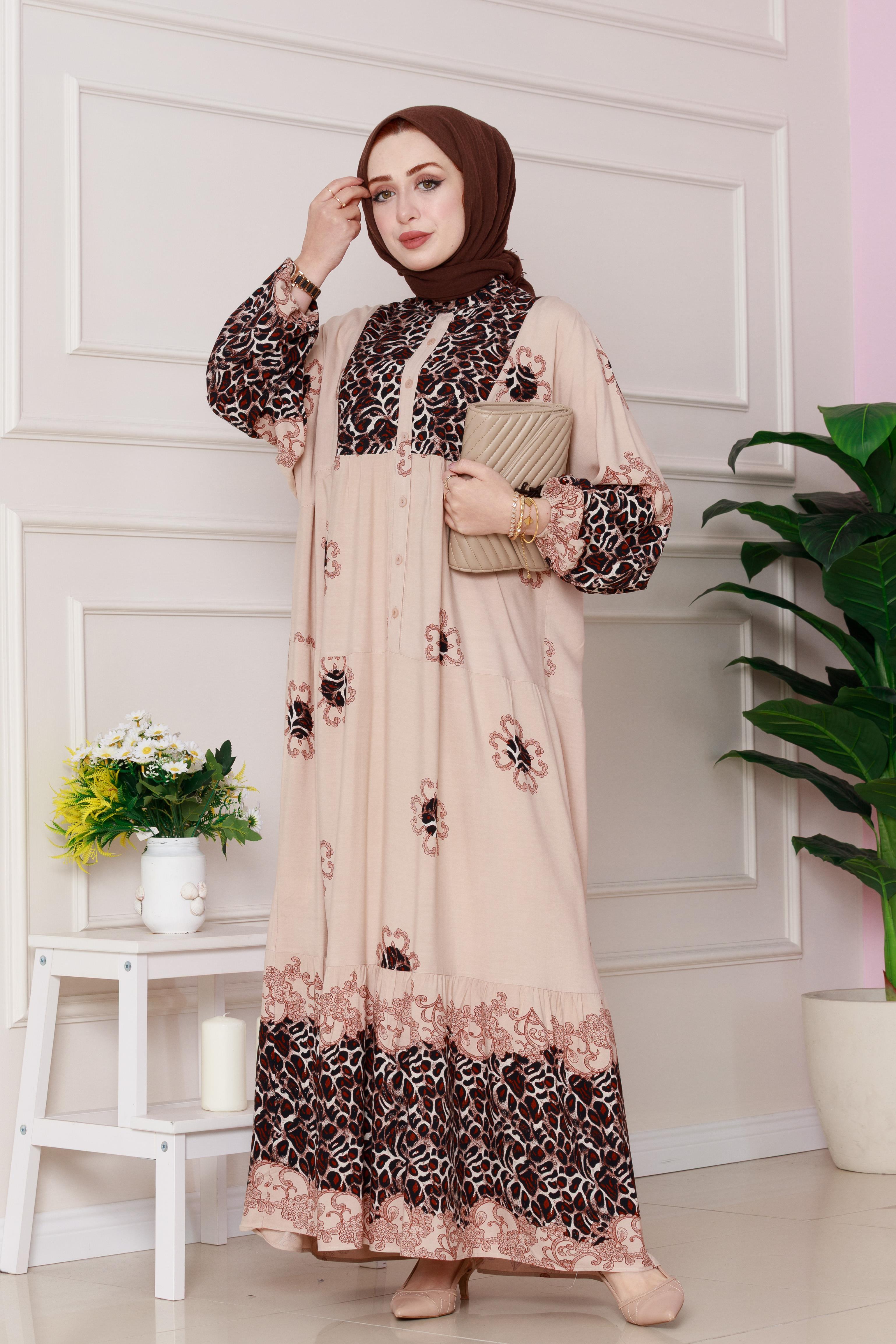 Leopar Desenli Robalı Viscon Elbise-VİZON