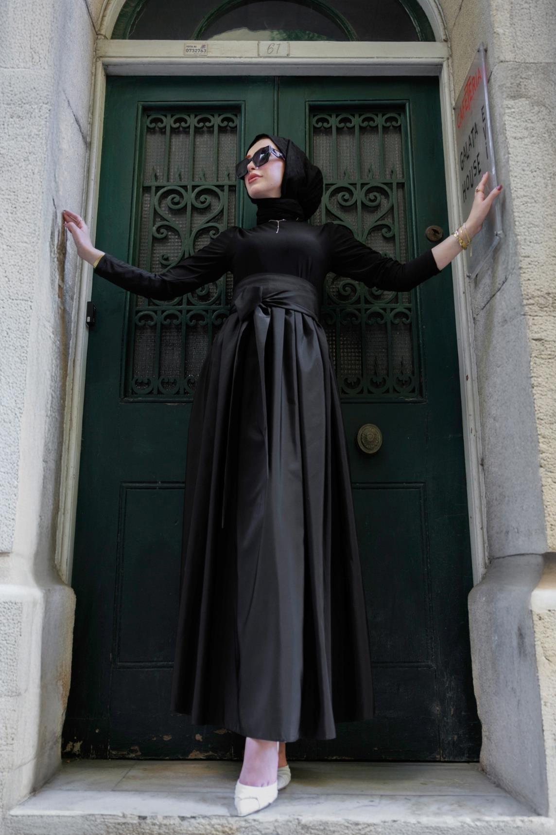 Mia Balon Elbise-Siyah