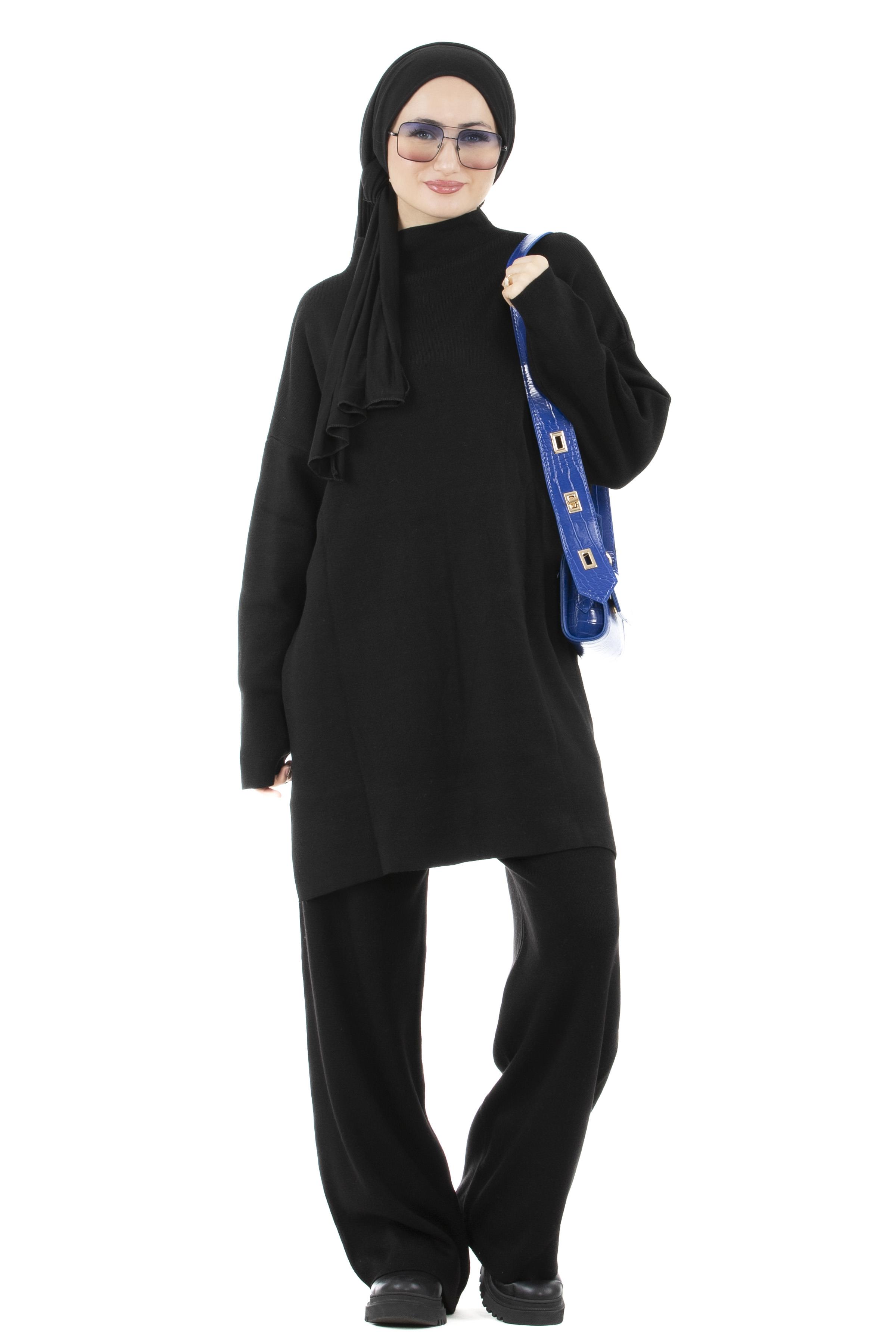 Oversize Triko Takım-Siyah