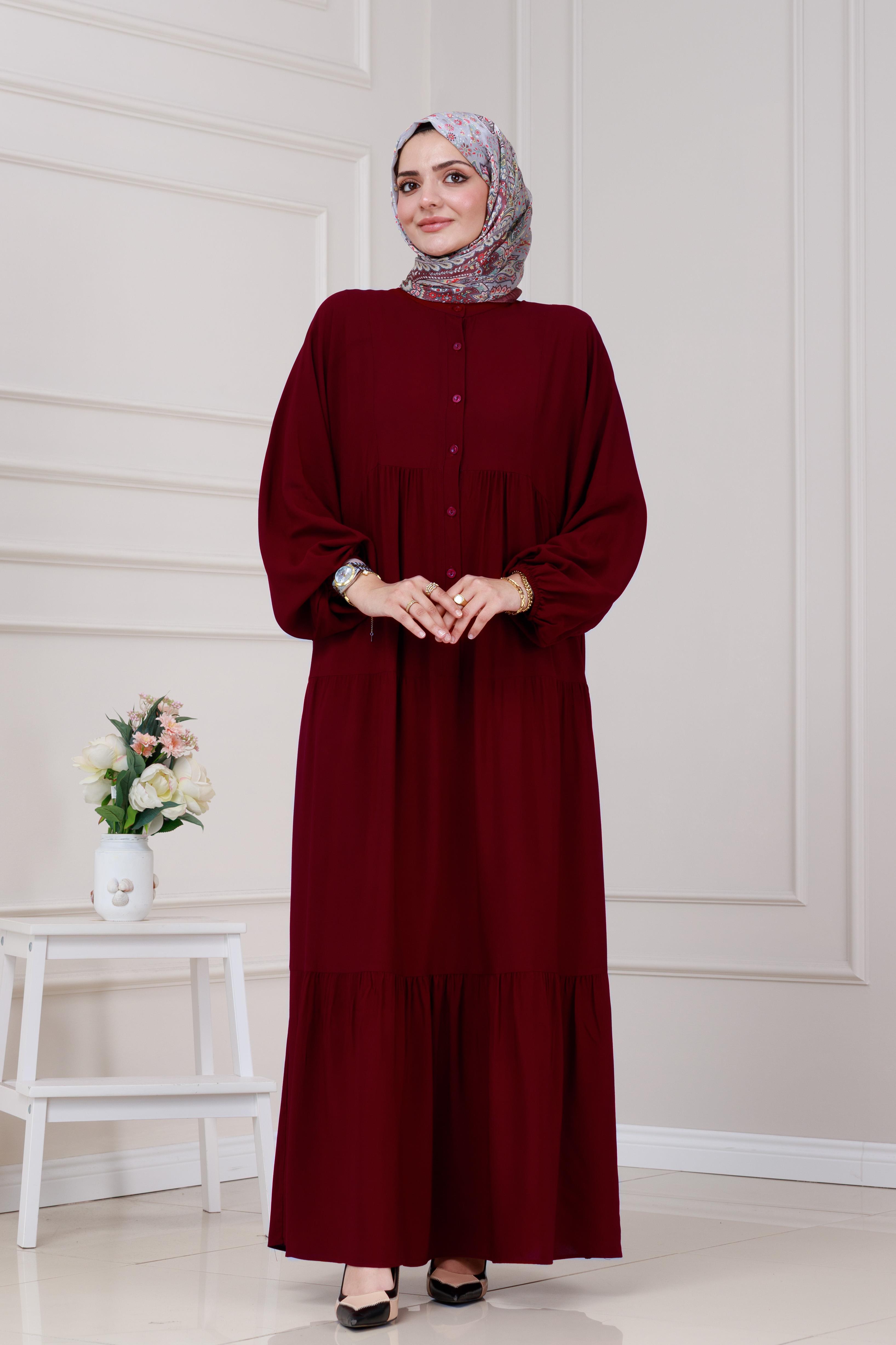 Robalı Azra Elbise-Bordo