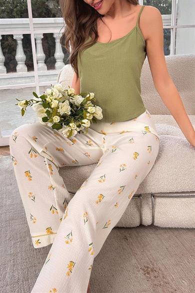 Belal Notte Multicolor Floral Patterned Strappy Pyjama Set 7025