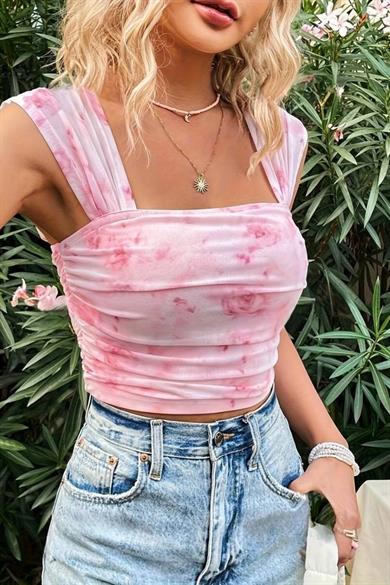 Belal Notte Powder Pink Square Neck Barbie Dream Blouse B-5509