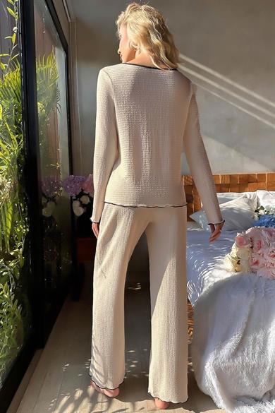 Bella Notte Beige Comfortable Home Wear Pyjama Set 7050