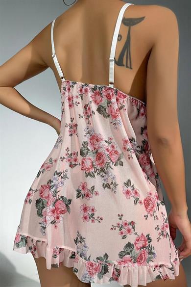 Bella Notte Light Pink Lace Detailed Nightgown 15615