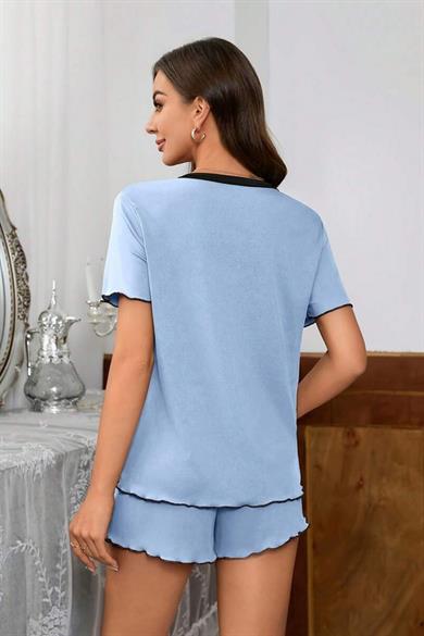 Bella Notte Bebe Mavisi Kısa Kollu Şort Takım 7785