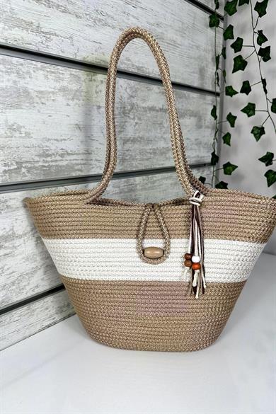Bella Notte Beige Handmade Casual/Beach Bag 8013