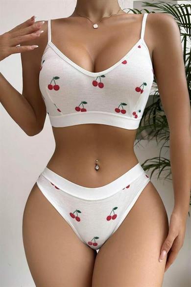 Bella Notte White Cherry Patterned Underwear Set 16080