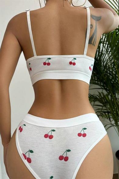 Bella Notte White Cherry Patterned Underwear Set 16080