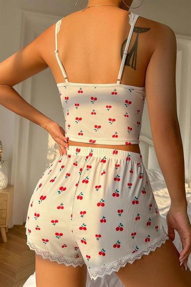 Bella Notte White Cherry Dream Shorts Set 7539