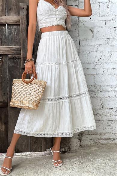 Bella Notte White Muslin Fabric Long Skirt ETK-8500