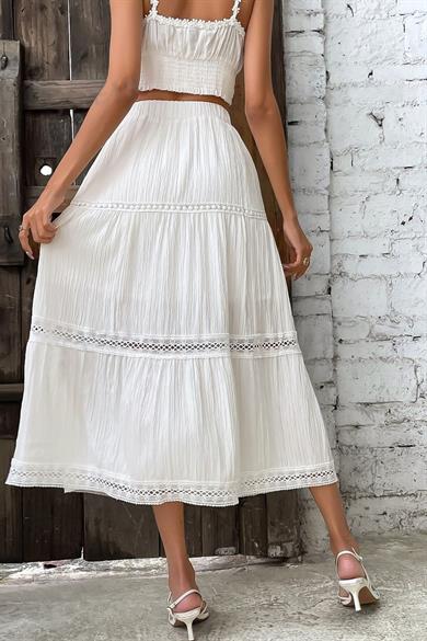 Bella Notte White Muslin Fabric Long Skirt ETK-8500