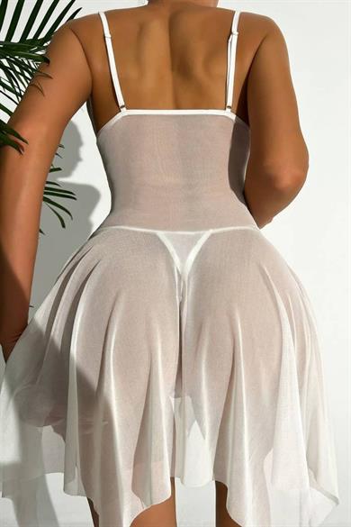 Bella Notte White Transparent Tulle Nightgown 15549