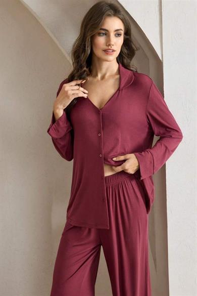 Bella Notte Bordo Sade Ama İhtişamlı Alt Üst Takım 77167