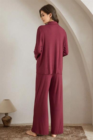 Bella Notte Bordo Sade Ama İhtişamlı Alt Üst Takım 77167