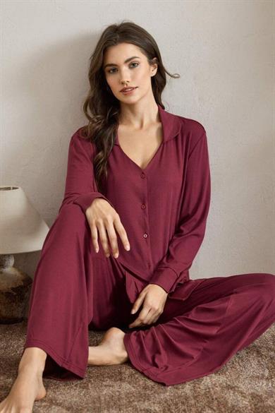 Bella Notte Bordo Sade Ama İhtişamlı Alt Üst Takım 77167