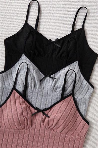 Bella Notte Çok Renkli 3 Renk 6 Parça Pamuklu Şort Pijama Takımı 7579