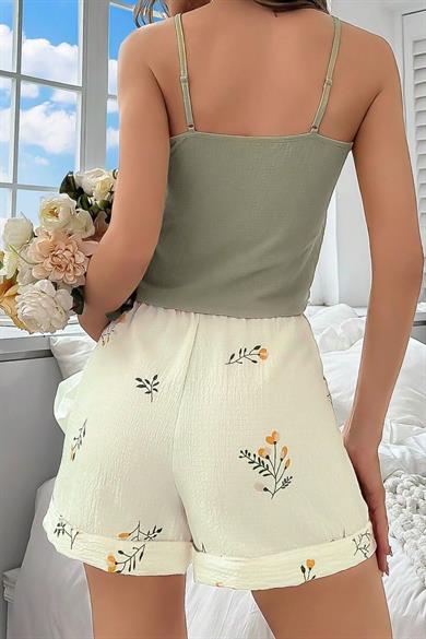 Bella Notte Multicolor Spring Branch Petals Indoor Shorts Set 7559