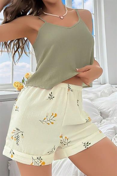 Bella Notte Multicolor Spring Branch Petals Indoor Shorts Set 7559