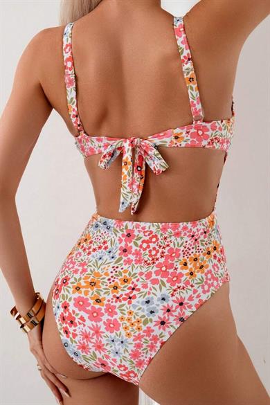 Bella Notte Multicolor Flower Garden Lycra Swimsuit with Thick Straps M-9000