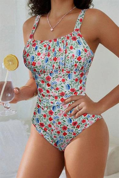 Bella Notte Çok Renkli Çiçek Baskılı Askılı Mayo M-9009