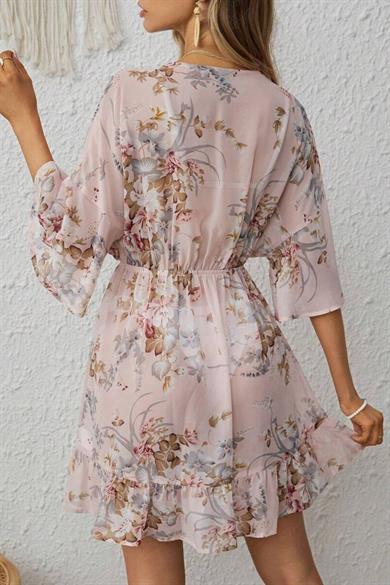 Bella Notte Çok Renkli Çiçek Desenli Bel Bağcıklı Pareo P-3001