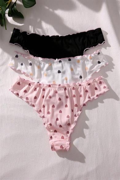 Bella Notte Multicolor Lettuce Trim 3 Piece Panty Set 18039