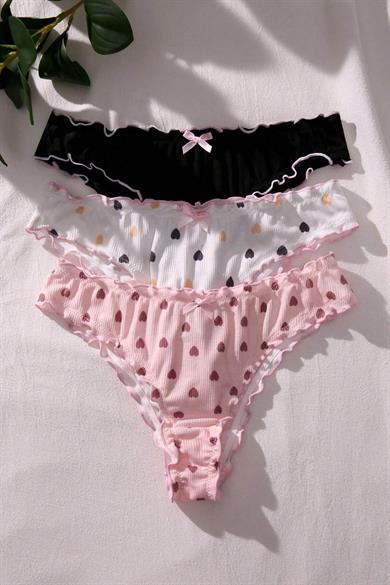 Bella Notte Multicolor Lettuce Trim 3 Piece Panty Set 18039