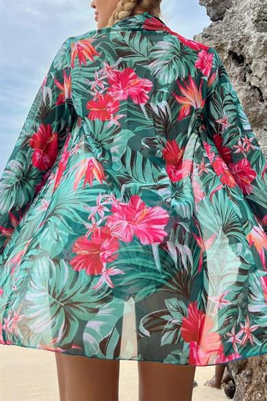 Bella Notte Çok Renkli Tropikal Baskılı 3 Parça Bikini Takımı M-9007