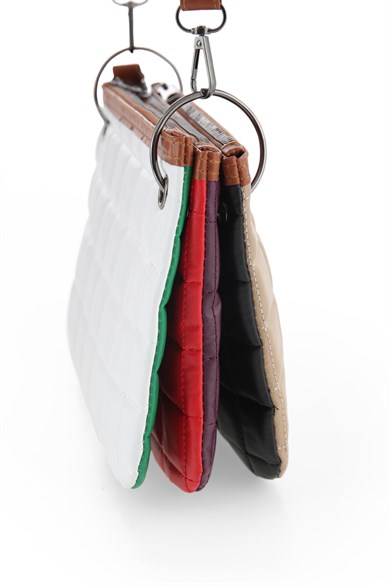 Bella Notte Çok Renkli Üç Fermuarlı Zarif Mini Çanta 5010