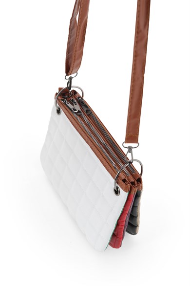 Bella Notte Çok Renkli Üç Fermuarlı Zarif Mini Çanta 5010