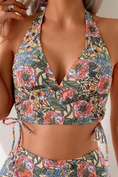 Bella Notte Çok Renkli Yüksel Bel Bikini Üstü  M-9031