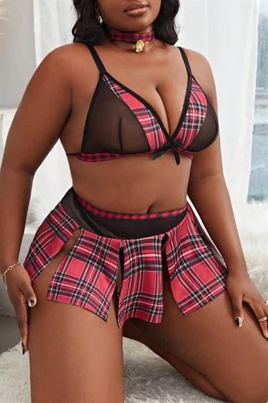 Bella Notte Plaid Christmas Costumee with Slit 16047