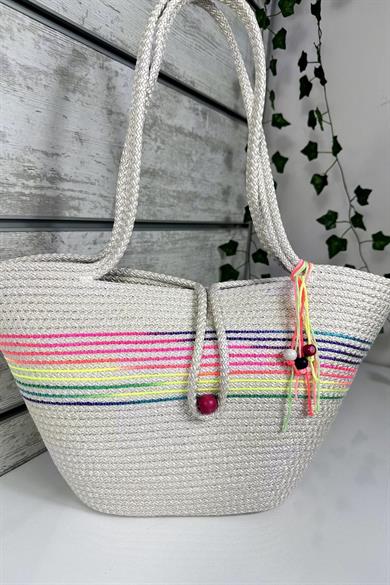 Bella Notte Ecru Handmade Casual/Beach Bag 8006