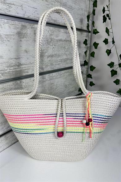 Bella Notte Ecru Handmade Casual/Beach Bag 8006