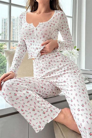 Bella Notte Ecru Fall Romance Long Sleeve Pyjama Set 7020